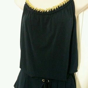 Michael Kors Womens Chain Neck Jumpsuit Navy XS